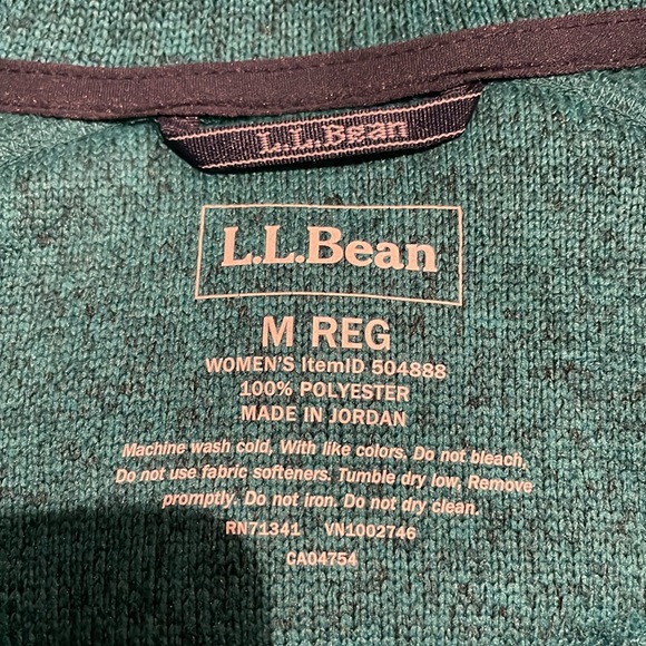 NWOT L.L. Bean Fleece Sweater in Heathered Teal - Picture 4 of 9